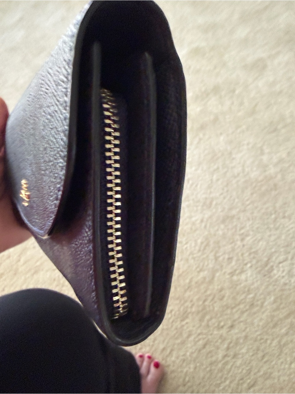 Coach Black Pebbled Leather Continental Wallet with Gold Logo - Picture 6 of 6